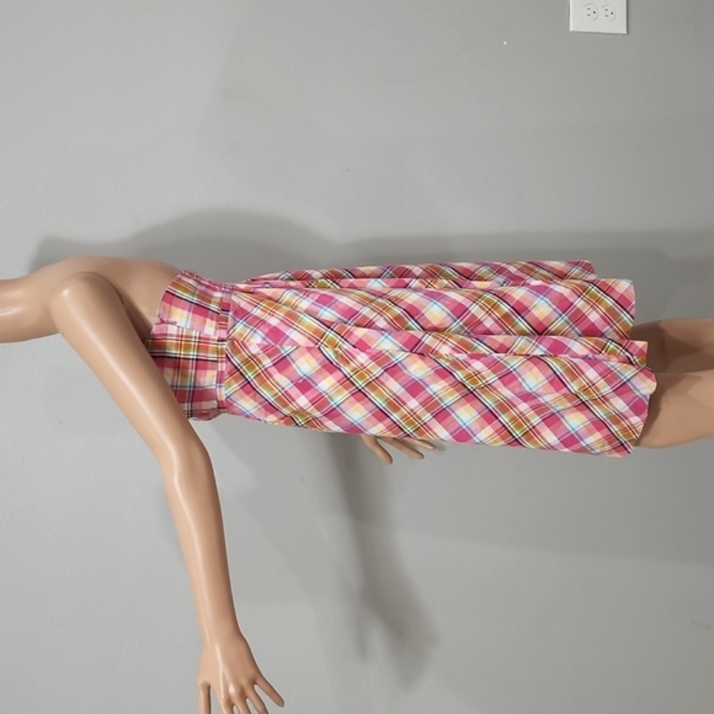 Vtg Lilly Pulitzer Strapless Pink Colorful Multi Color Plaid Dress Size 4 A Line - Picture 6 of 12